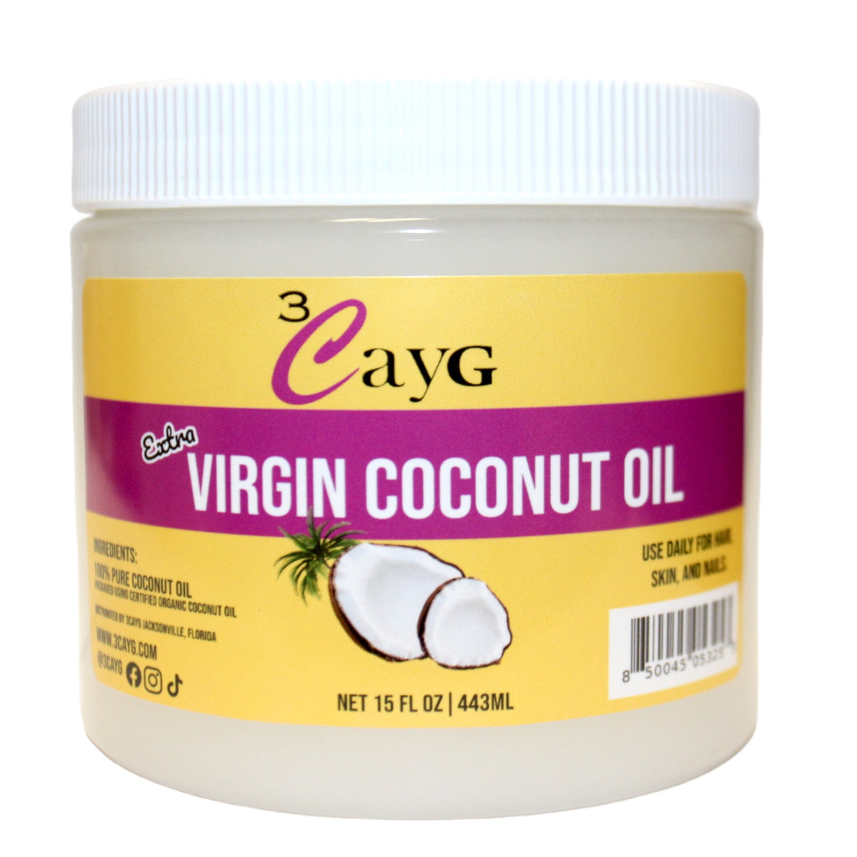 Coconut Oil Extra Virgin 3CayG Raw Extra Virgin Coconut Oil